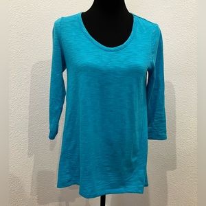 Chico’s Blue Seamed Slub T Shirt Size 00 (US Size 2-XS)